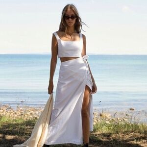 FREE PEOPLE Linen Wrap Skirt